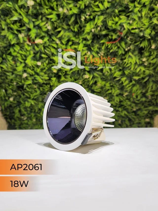 APRA AP2061 18W Architectural COB Downlight, White Body with PB Reflector - Natural White Anti-Glare Focus Light for Modern Interiors - 18W, 4000K, White PB