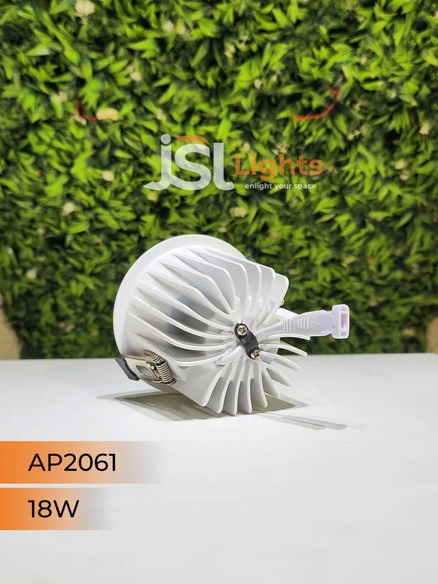 APRA AP2061 18W Architectural COB Downlight, White Body with PB Reflector - Natural White Anti-Glare Focus Light for Modern Interiors - 18W, 4000K, White PB