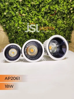 APRA AP2061 18W Architectural COB Downlight, White Body with PB Reflector - Natural White Anti-Glare Focus Light for Modern Interiors - 18W, 4000K, White PB
