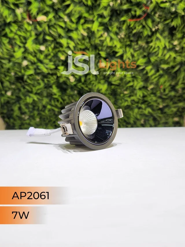 APRA AP2061 7W Black Body COB LED Downlight - Deep Recessed Design with PB Reflector - Natural White Professional Ceiling Spotlight - 7W, 4000K, Black PB