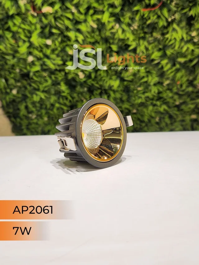 APRA AP2061 7W Black Body COB LED Downlight - Deep Recessed Design with GD Reflector - Warm White Professional Ceiling Spotlight - 7W, 3000K, Black GD