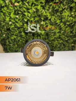 APRA AP2061 7W Black Body COB LED Downlight - Deep Recessed Design with GD Reflector - Natural White Professional Ceiling Spotlight - 7W, 4000K, Black GD