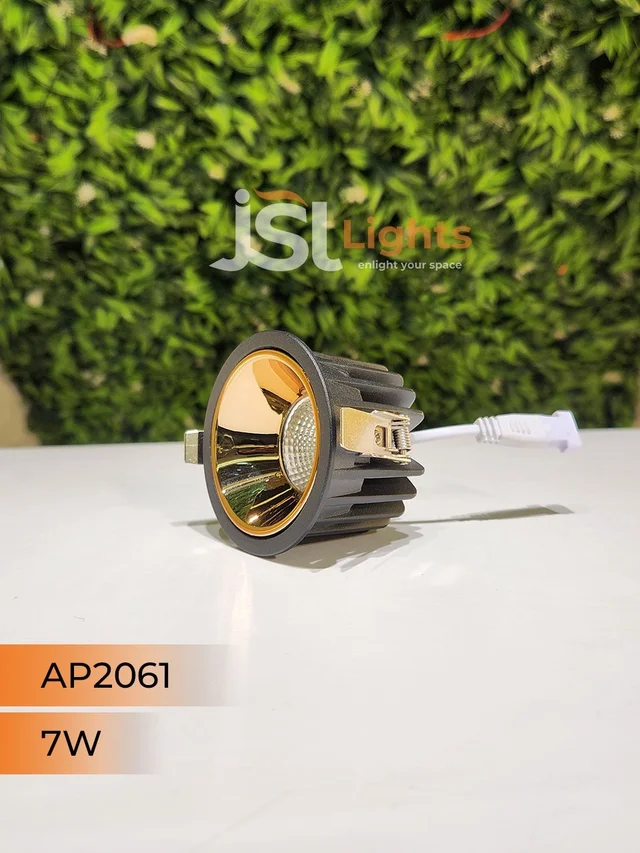 APRA AP2061 7W Black Body COB LED Downlight - Deep Recessed Design with GD Reflector - Natural White Professional Ceiling Spotlight - 7W, 4000K, Black GD