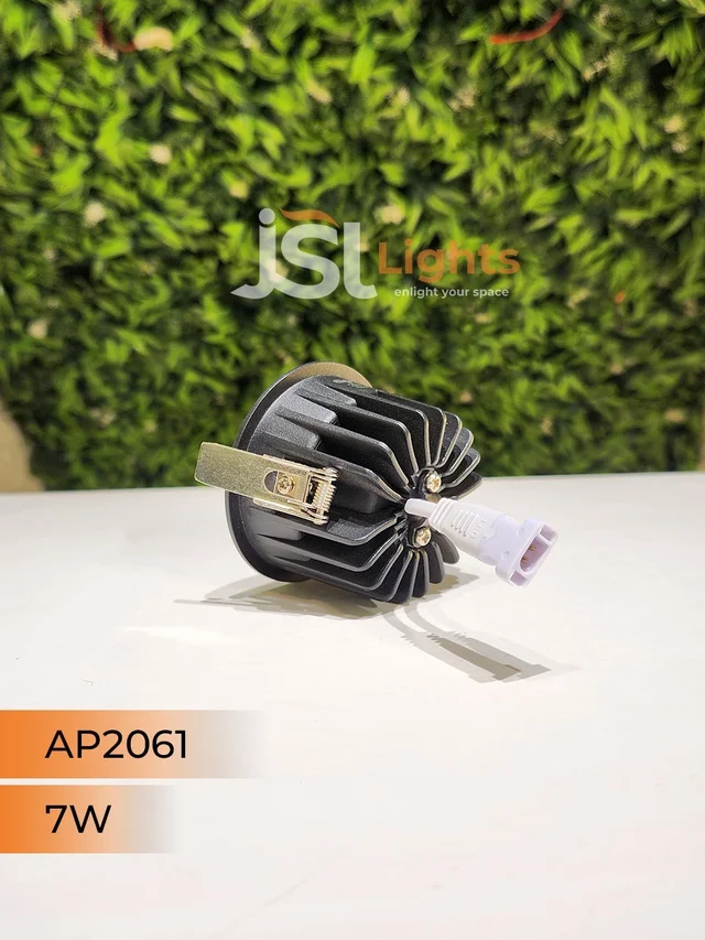 APRA AP2061 7W Black Body COB LED Downlight - Deep Recessed Design with GD Reflector - Warm White Professional Ceiling Spotlight - 7W, 3000K, Black GD