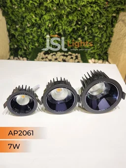 APRA AP2061 7W Black Body COB LED Downlight - Deep Recessed Design with PB Reflector - Natural White Professional Ceiling Spotlight - 7W, 4000K, Black PB