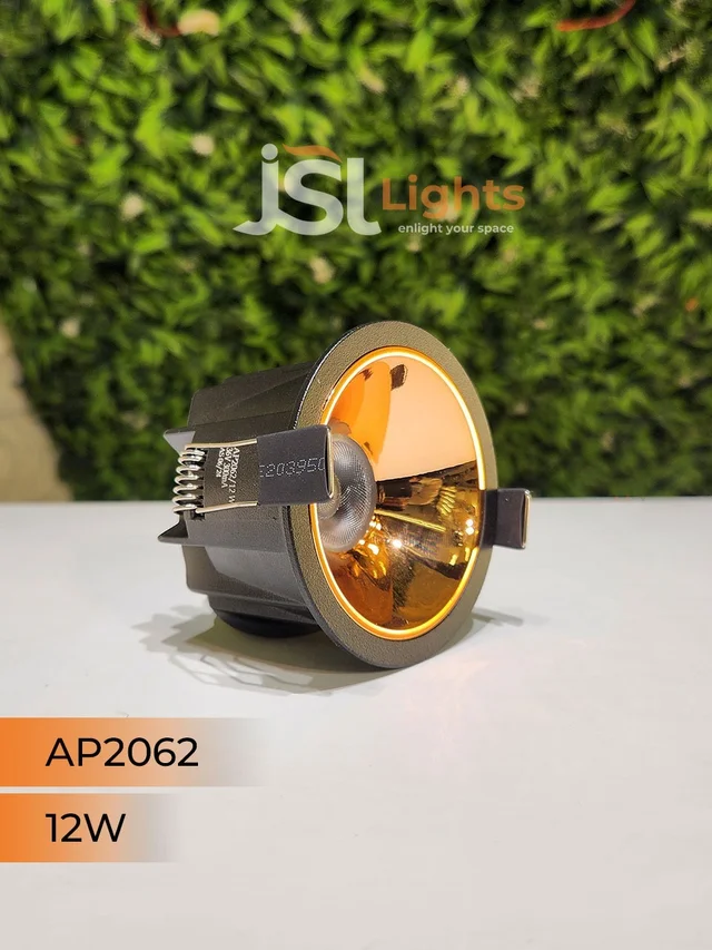 APRA AP2062 12W Black Deep Recessed COB LED Downlight | RG Reflector | Warm White | Anti-Glare Architectural Spotlight for Modern Interiors - 3000K, Black