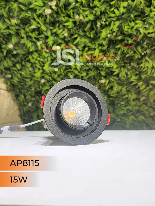 APRA AP8115 15W Pop-Up Recessed COB LED Downlight | 360° Tiltable | 3000K/4000K | Black & White | 2-Year Warranty - 15W, 3000K, Black