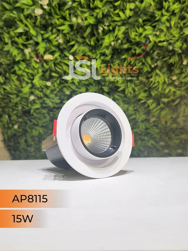 APRA AP8115 15W Pop-Up Recessed COB LED Downlight | 360° Tiltable | 3000K/4000K | Black & White | 2-Year Warranty - 15W, 3000K, White