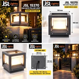 JSL LIGHTS JSL Lights 15370 – 12W LED Outdoor Gate Light, Aluminium Die Casting, Grey Body, 1 Year Warranty