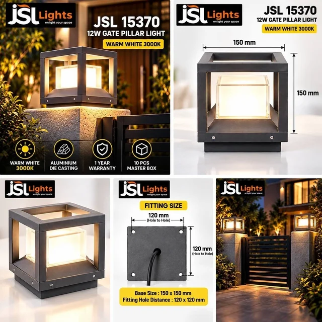 JSL LIGHTS JSL Lights 15370 – 12W LED Outdoor Gate Light, Aluminium Die Casting, Grey Body, 1 Year Warranty