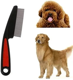 Jivanpetking Dog Gromming Flea Comb Large - Large, Black & Red