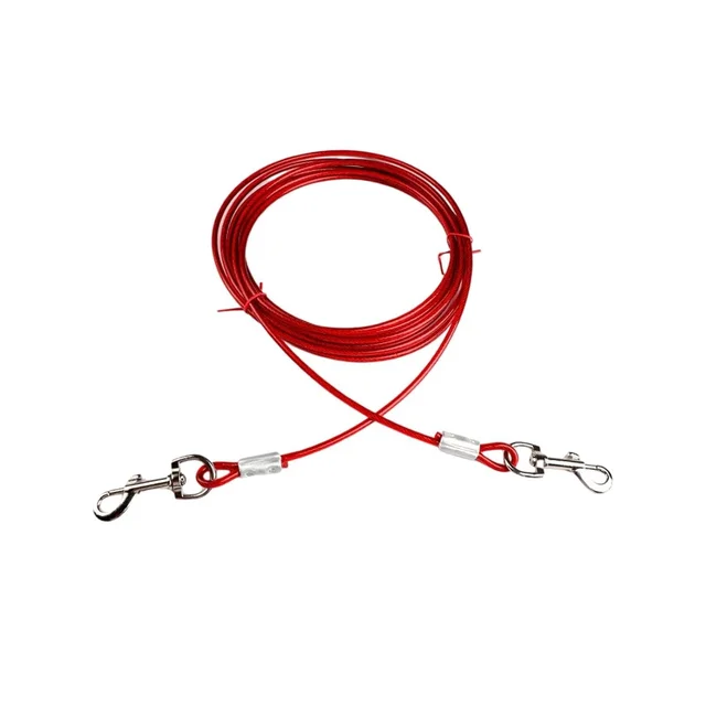 Jivanpetking Dog Training Tie Out Cable 15ft Iron Leash - 15ft, RED