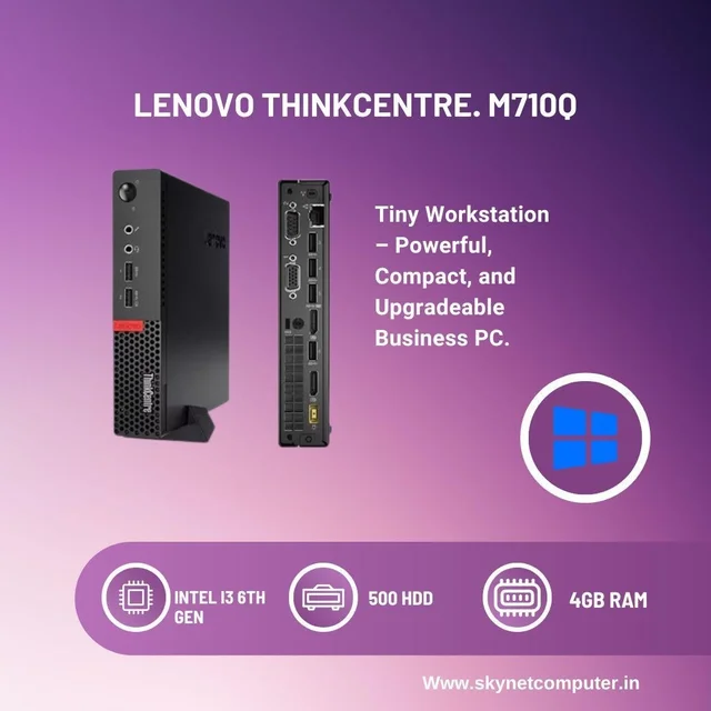 Lenovo (Refurbished) Lenovo ThinkCentre M710q Tiny Desktop – Intel i3 (6th/7th Gen) | 4GB RAM | 500GB HDD | NVMe Slot Available | Upgradeable RAM & Storage | Windows 11 | Ultra-Compact Business PC - Black