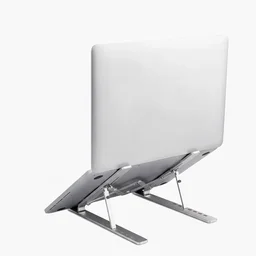 Aluminium Adjustable & Foldable Laptop Stand | Portable, Lightweight, Heat-Dissipating Stand for All Laptops (10–17 inch) | Multi-Angle Height Adjustable Metal Laptop Holder for Office, Home & Travel - Silver