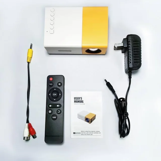Portable Mini LED Projector | 720p HD Micro Theater Projector with Inbuilt Speaker & Mobile Screen Cast Support - White