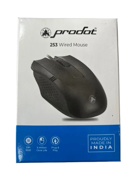 Prodot USB Optical Mouse – Ergonomic Design, High Precision, Plug & Play - Black