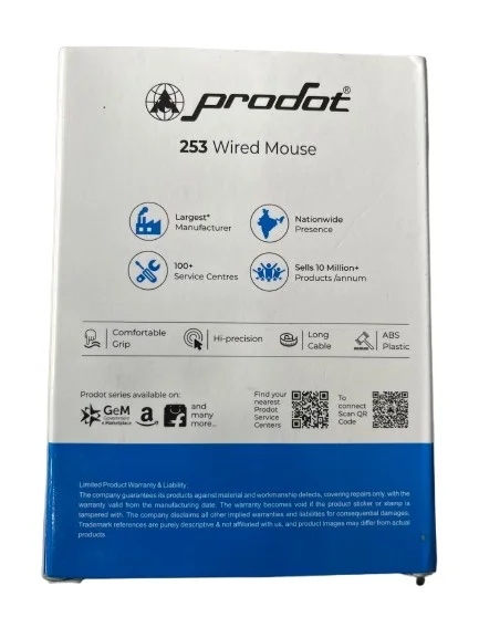Prodot USB Optical Mouse – Ergonomic Design, High Precision, Plug & Play - Black