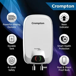 Crompton Rapid Jet 3-L Instant Water Heater with Advanced 4 level Safety (White) 