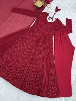Sequence Anarkali - XS, Maroon