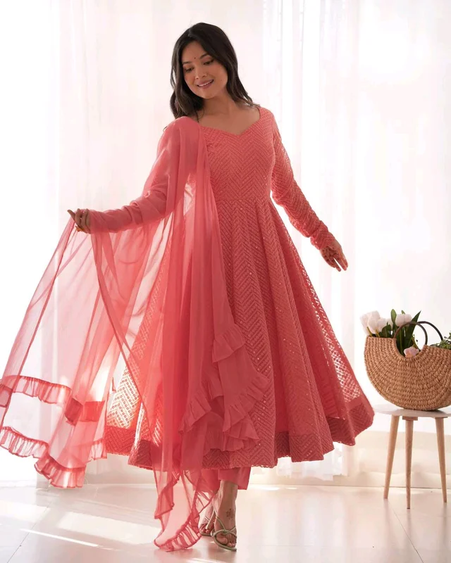 Sequence Anarkali - S, peach