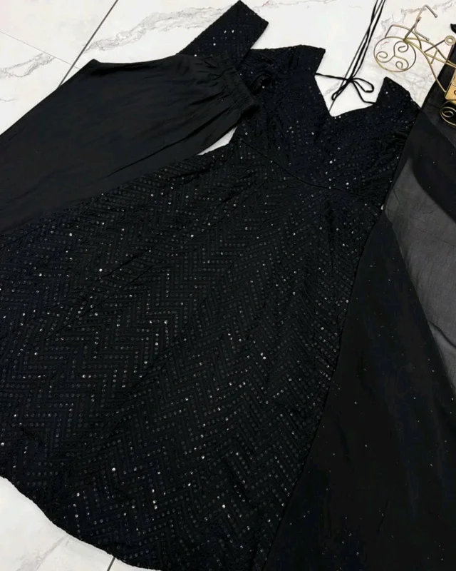 Sequence Anarkali - L, Black.