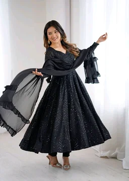Sequence Anarkali - L, Black.