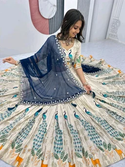 Peacock Lehenga - M, Peacock Blue