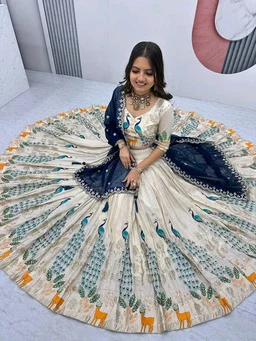 Peacock Lehenga - 2XL, Peacock Blue