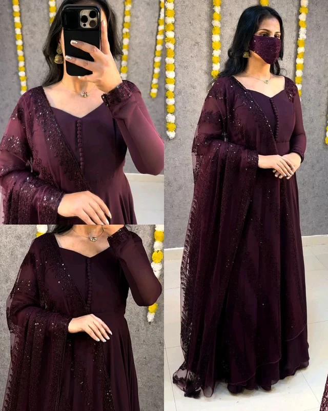 Riya Gown - 5XL, Wine