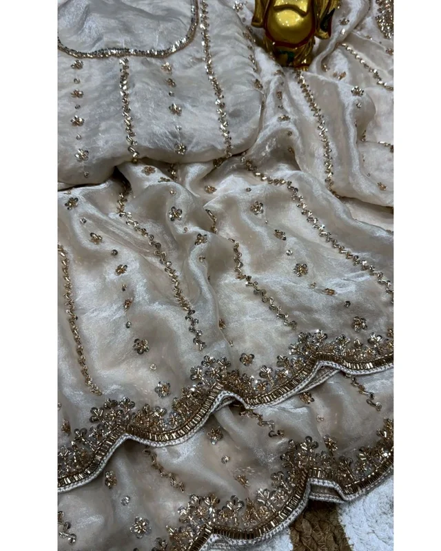 Space beads work saree