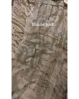 Space beads work saree