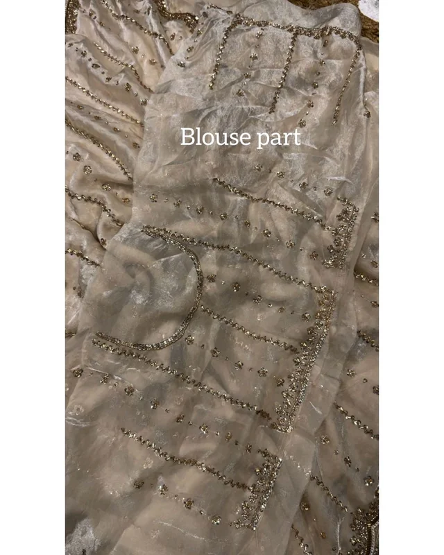 Space beads work saree