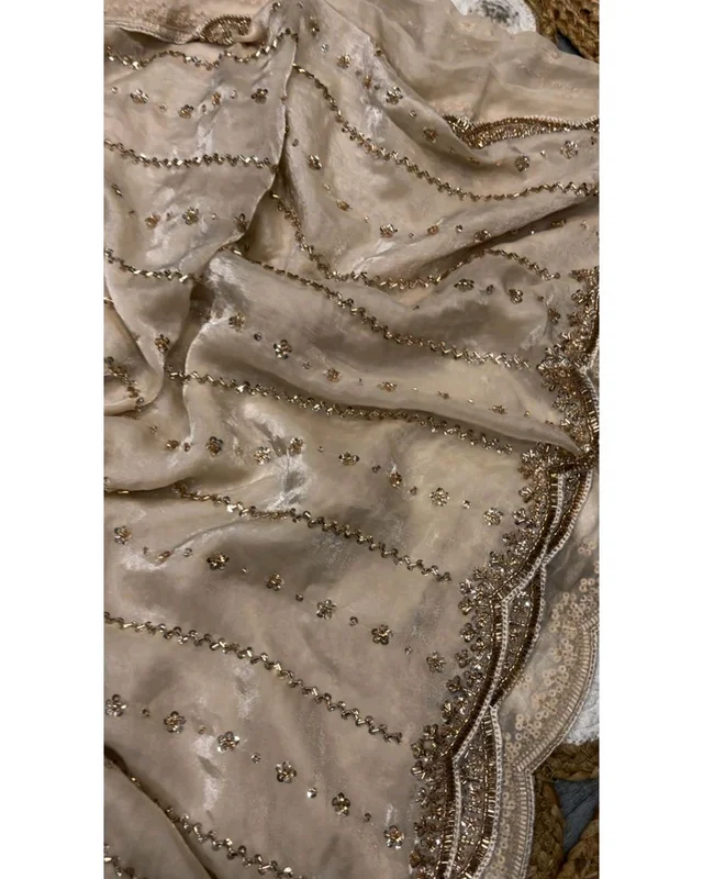 Space beads work saree