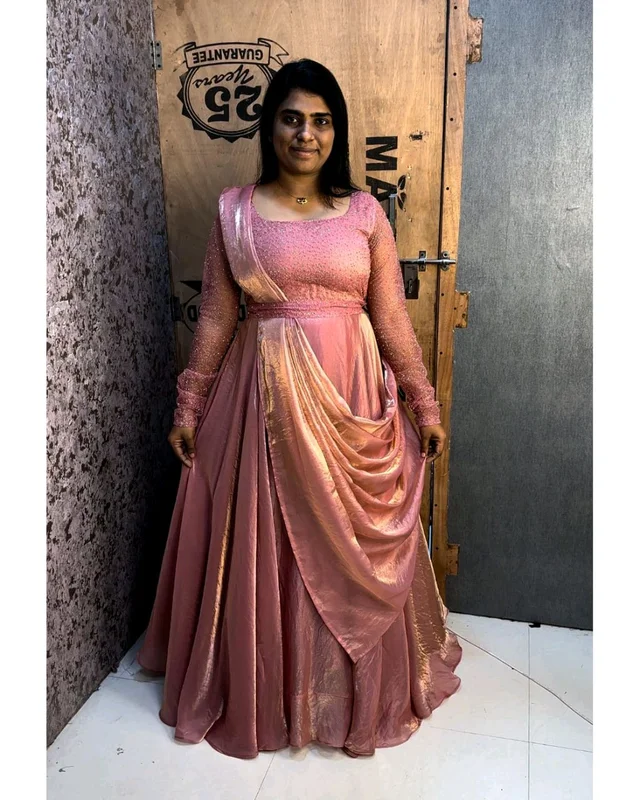 Minmini drape Gown - M, Peach