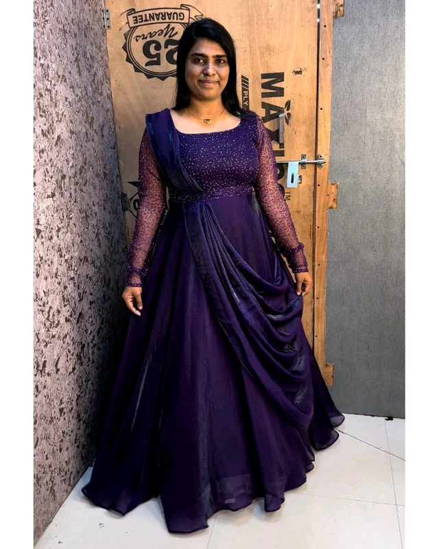 Minmini drape Gown - 2XL, Deep purple