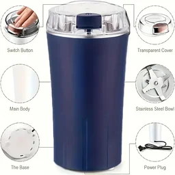 One-Touch Electric Stainless Steel Grinding Machine | High-Powered Coffee, Spice & Nut Grinder | Portable & Easy-to-Use Kitchen Essential