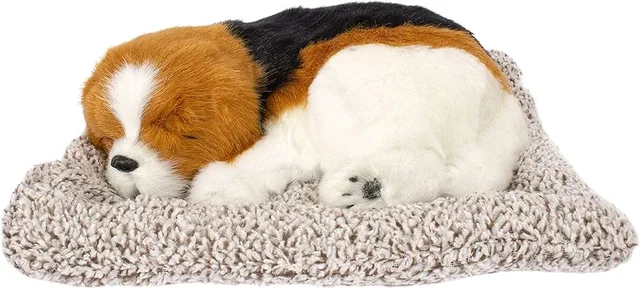 Sleeping Dog Stuffed Toy, Car Dashboard Showpiece, Soft Plush Realistic Puppy Figurine with Bamboo Charcoal for Home Décor, Office and Gift