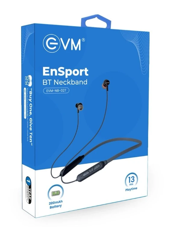 EVM Bluetooth Neckband Earphone Ensport (NB-027) Black