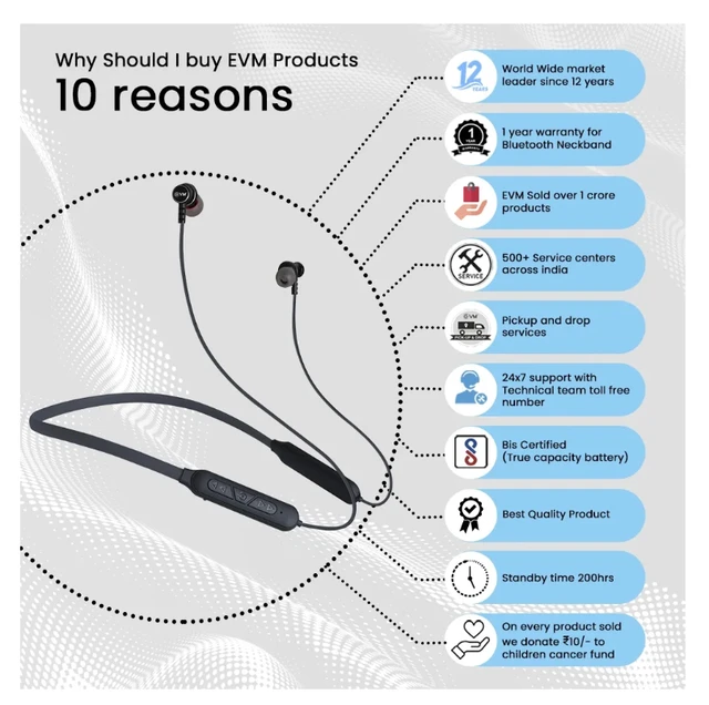 EVM Bluetooth Neckband Earphone Ensport (NB-027) Black
