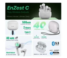 EVM Wireless Bluetooth Earbuds White Enzest NEO TWS-K12