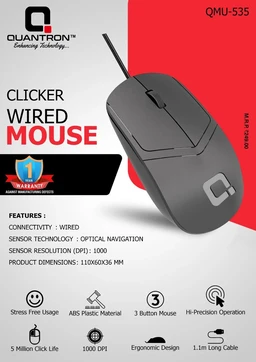 Quantron Master Wired Keyboard and Optical Mouse Combo (QKB-14 & QMU-535) | Ergonomic Desktop Set with 1-Year Warranty