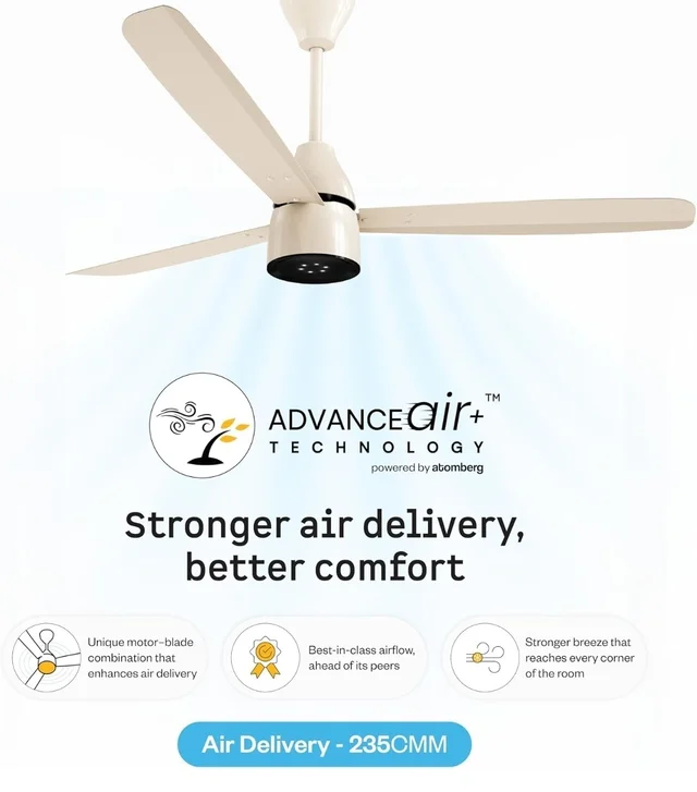 atomberg Renesa Enzel 1200mm BLDC Ceiling Fan with Remote | 5 star | Advance Air+ Technology | LED Speed Indicator | Low Noise | Sleek Design | Power Saving | 3 Year Warranty | Seasand Ivory