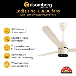 atomberg Renesa Enzel 1200mm BLDC Ceiling Fan with Remote | 5 star | Advance Air+ Technology | LED Speed Indicator | Low Noise | Sleek Design | Power Saving | 3 Year Warranty | Seasand Ivory