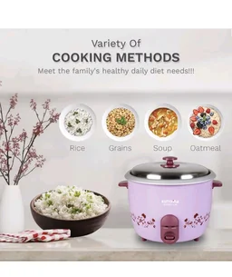 Kutchina Adora 1.5 Litre Rice Cooker Small 500W, Electric Rice Cooker 1.5 ltr | Non-Stick Aluminium Cooking Pans | Stainless Steel Lid | Cool Touch Handles | Detachable Power Cord | Keep Warm Function - Pink Lace