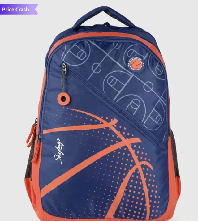 Skybags Kids Blue Orange Converstional Printed Backpack - Red Orange