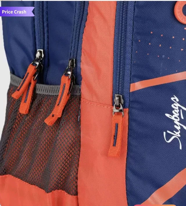 Skybags Kids Blue Orange Converstional Printed Backpack - Red Orange