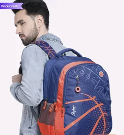 Skybags Kids Blue Orange Converstional Printed Backpack - Red Orange