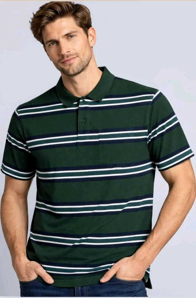 SANE ORIGINALS Half Sleeve Polo T-Shirt for Men with Pocket || Stripe Collar and Pocket T-Shirt for Men Half Sleeves
- L, Pine Green