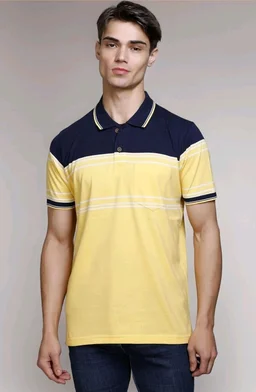 SANE ORIGINALS T-Shirt for Men with Pocket || Textured Striped Polo for Men
- 3XL, Yellow