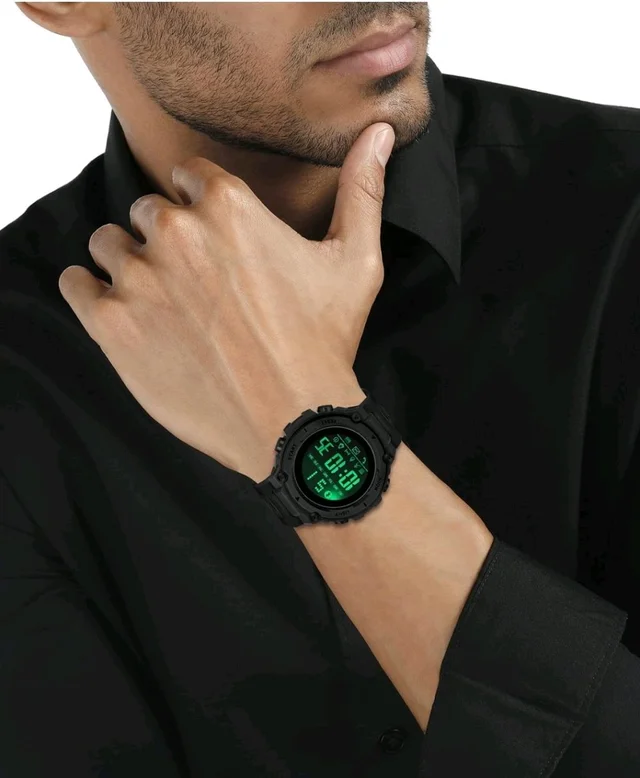 Shocknshop Digital Sports Stylish Multifunctional Electronic LED Black Dial Wrist Watch for Men Boys -WCH78 - Black